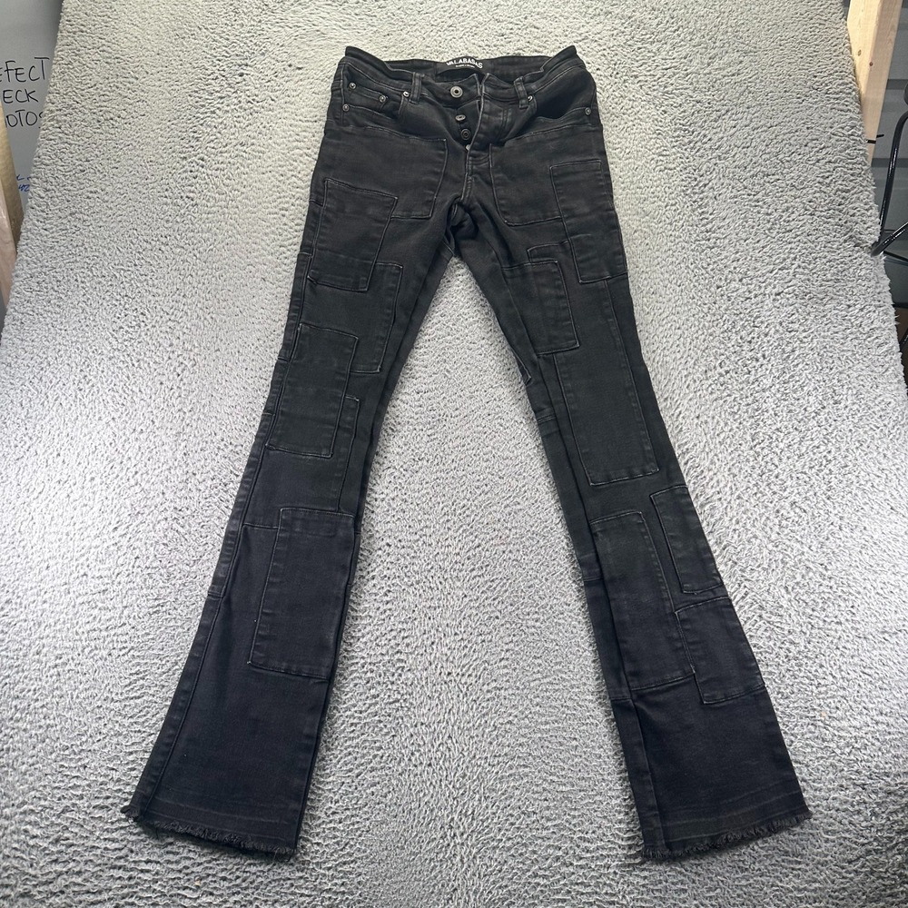 Valabasas Jeans Mens 29x36 Black Cotton Denim Bootcut Slim Button Fly‎ Stretch